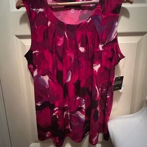 Kasper Pink Pleated Sleeveless Tank Top